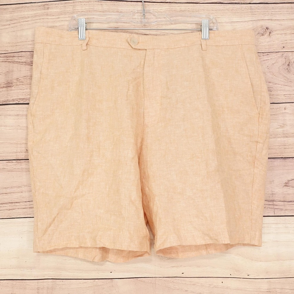 Jos. A. Bank Shorts Mens 40 Orange Chino Linen Tailored Fit 8.5 Inseam Casual